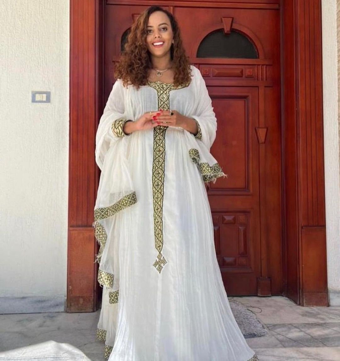 Simple Habesha Kemis Handwoven Habesha Dress Ethiopian traditional dress Eritrean Dress ሀበሻ ቀሚስ ሀበሻ ልብስ