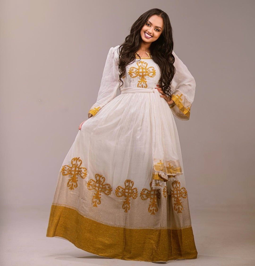 Traditional Ethiopian Dress Simple Habesha Dress Handwoven Habesha Kemis Modern Habesha Libs Eritrean Dress ሀበሻ ቀሚስ ሀበሻ ልብስ