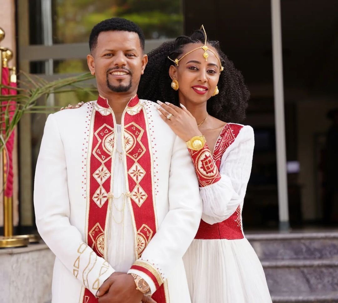 Couples' Wedding Cloth Habesha Wedding Dress Couples' Habesha Cloth Habesha Kemis Zuria Habesha Cloth for Couples ሀበሻ ቀሚስ ሀበሻ ልብስ