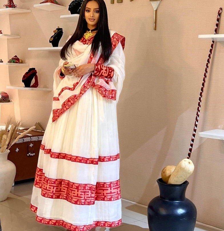 Beautiful Habesha Dress For New Year Handwoven Habesha Kemis Modern Traditional Dress Eritrean Dress ሀበሻ ቀሚስ ሀበሻ ልብስ