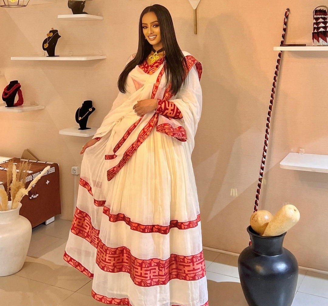 Beautiful Habesha Dress For New Year Handwoven Habesha Kemis Modern Traditional Dress Eritrean Dress ሀበሻ ቀሚስ ሀበሻ ልብስ