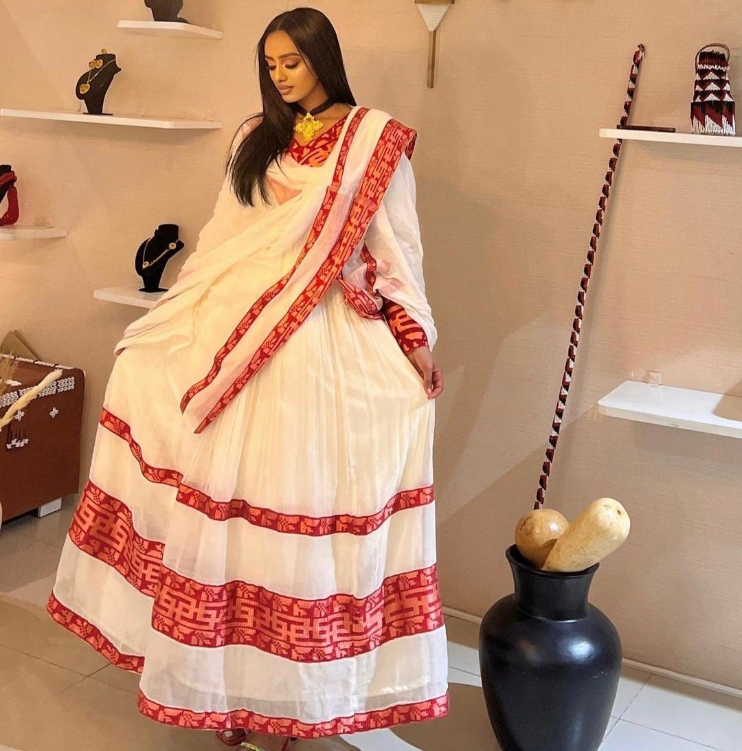 Beautiful Habesha Dress For New Year Handwoven Habesha Kemis Modern Traditional Dress Eritrean Dress ሀበሻ ቀሚስ ሀበሻ ልብስ