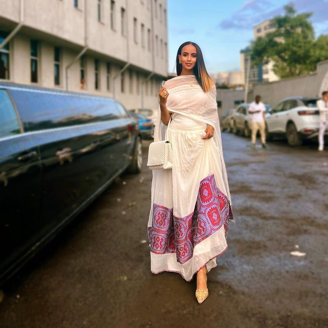 Simple Habesha Dress Ethiopian Dress Ethiopian Traditional Dress Womens Dress Modern Habesha Kemis Eritrean Dress ሀበሻ ቀሚስ ሀበሻ ልብስ