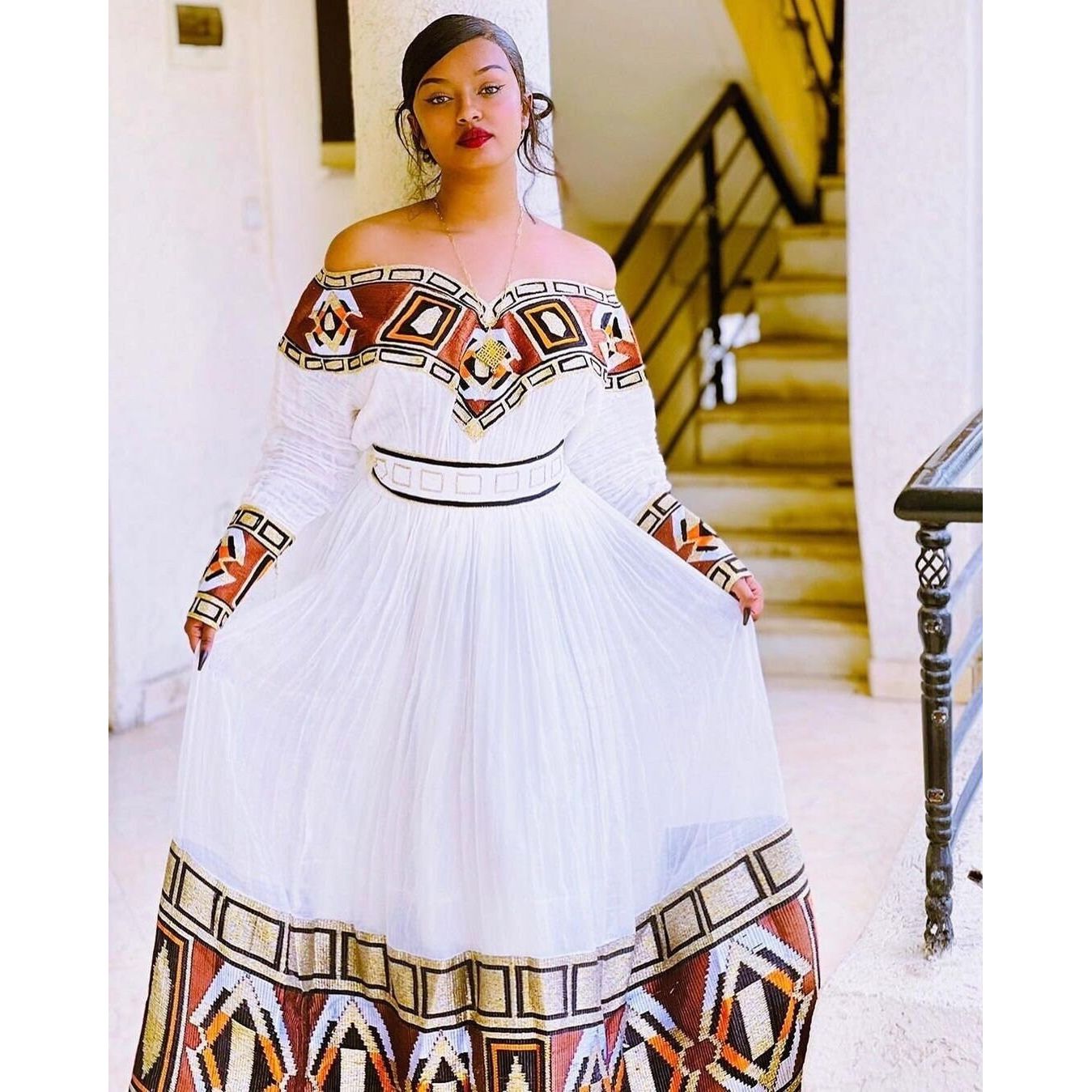 ethiopian women's dress Hager S Step into elegance with this stunning white Habesha dress RUTH ETHIOPIAN HABESHA DRESS WITH