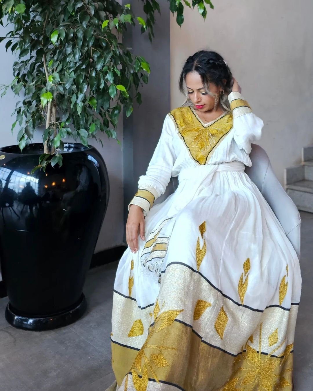 Exquisite Habesha Dress Modern Habesha Kemis Simple Ethiopian Dress Women's Dress Eritrean Dress Women's Style ሀበሻ ቀሚስ ሀበሻ ልብስ