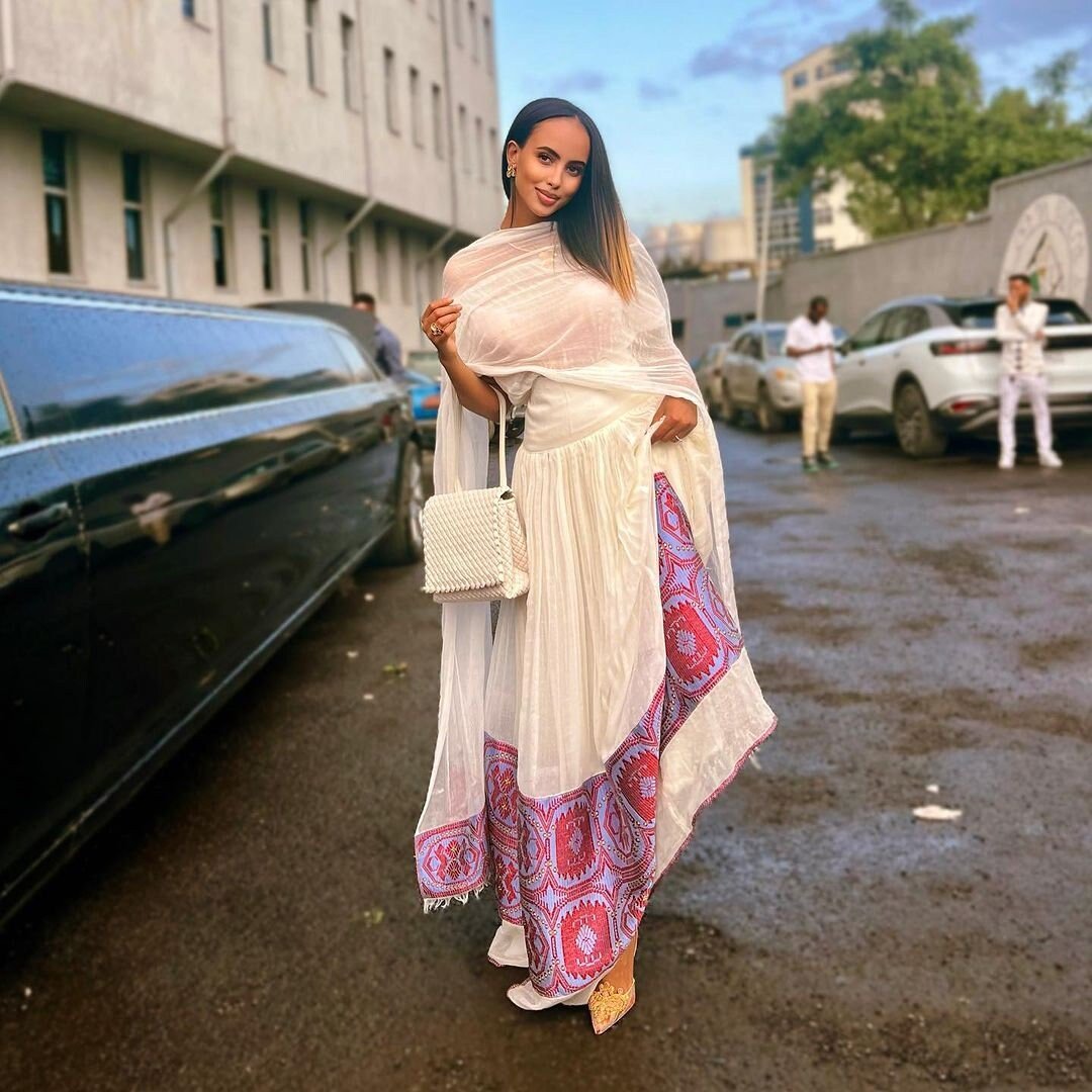 Simple Habesha Dress Ethiopian Dress Ethiopian Traditional Dress Womens Dress Modern Habesha Kemis Eritrean Dress ሀበሻ ቀሚስ ሀበሻ ልብስ