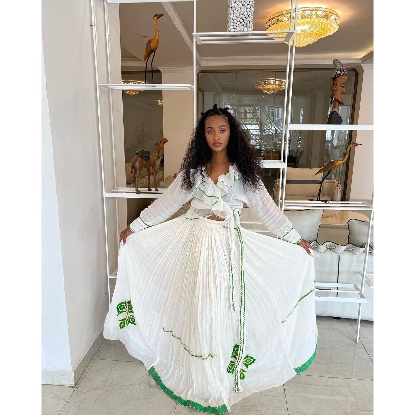 modern eritrean dresses Habesha Wedding Dress Handwoven Habesha Kemis Modern Habesha Libs Eritrean Dress - XS