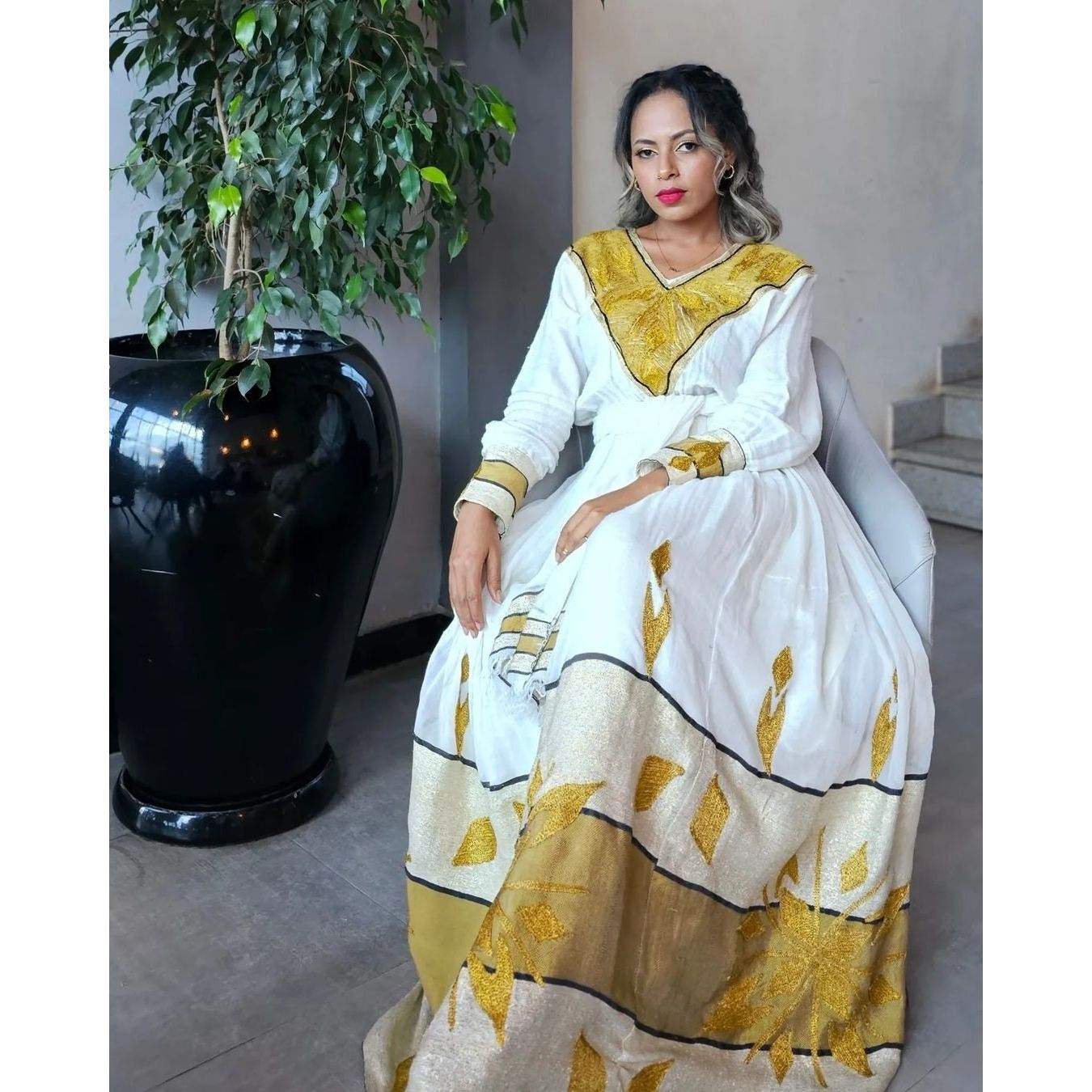 Exquisite Habesha Dress Modern Habesha Kemis Simple Ethiopian Dress Women's Dress Eritrean Dress Women's Style ሀበሻ ቀሚስ ሀበሻ ልብስ