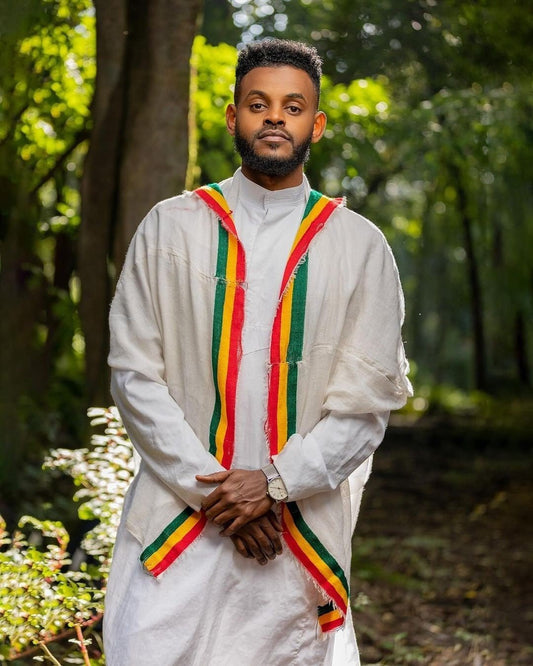 Hand woven Habesha Shirt For Men Complete Men's Outfit With Shoes ሀበሻ