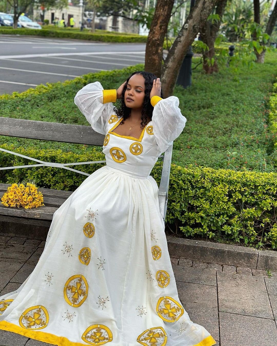 Modern habesha dress Yellow Design Ethiopian dress for New year's XS Modern habesha dress Yellow Design Ethiopian dress for New year's XS