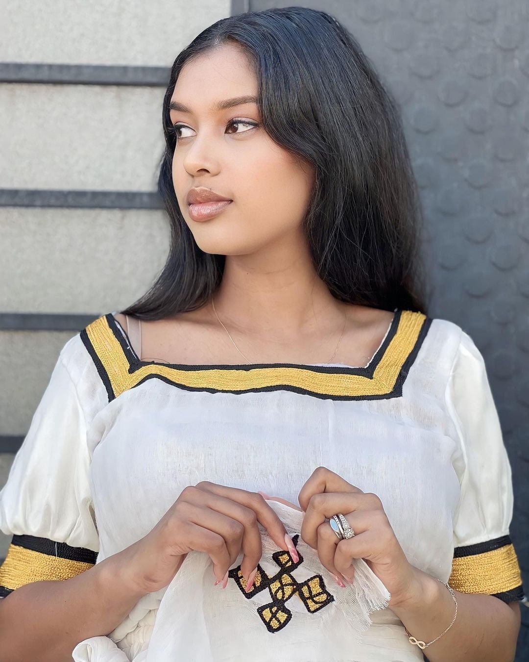 Black with yellow habesha kemis design modern habesha dress ሀበሻ ቀሚስ ሀበሻ ልብስ