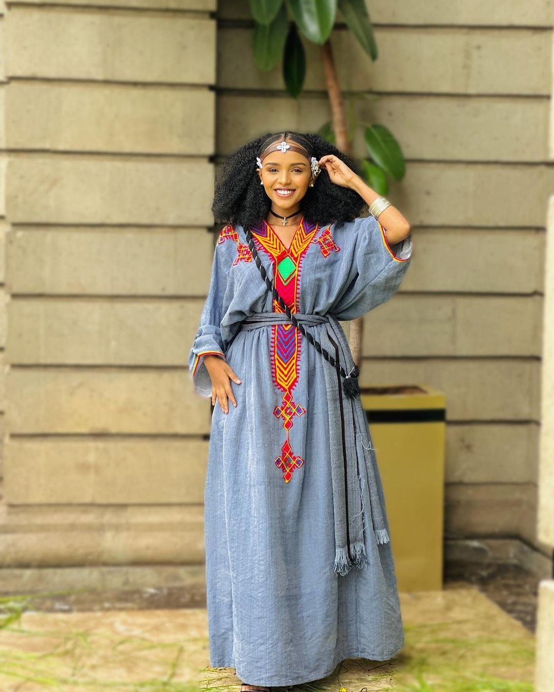 Blue Raya Ethiopian Dress | Cultural Traditional Clothing M Blue Raya Ethiopian Dress | Cultural Traditional Clothing M