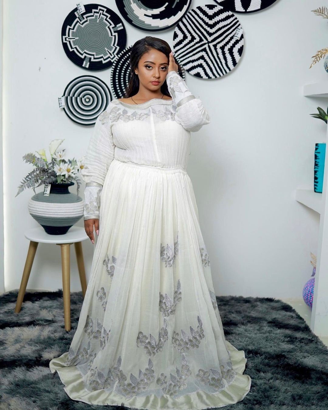 Modern Simple Neutral Color Habesha Dress Habesha Kemis Habesha Libs es0071