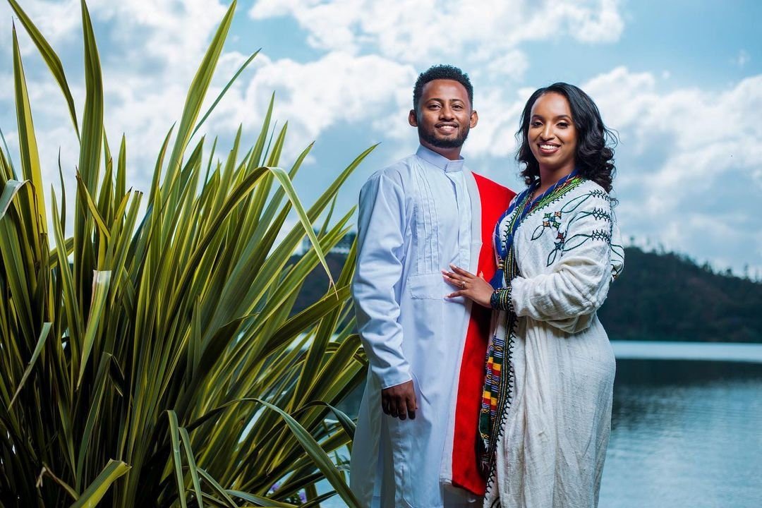 Habesha Couples' Cultural Outfit Habesha Couples' Outfit Ethiopian dress ሀበሻ es00103