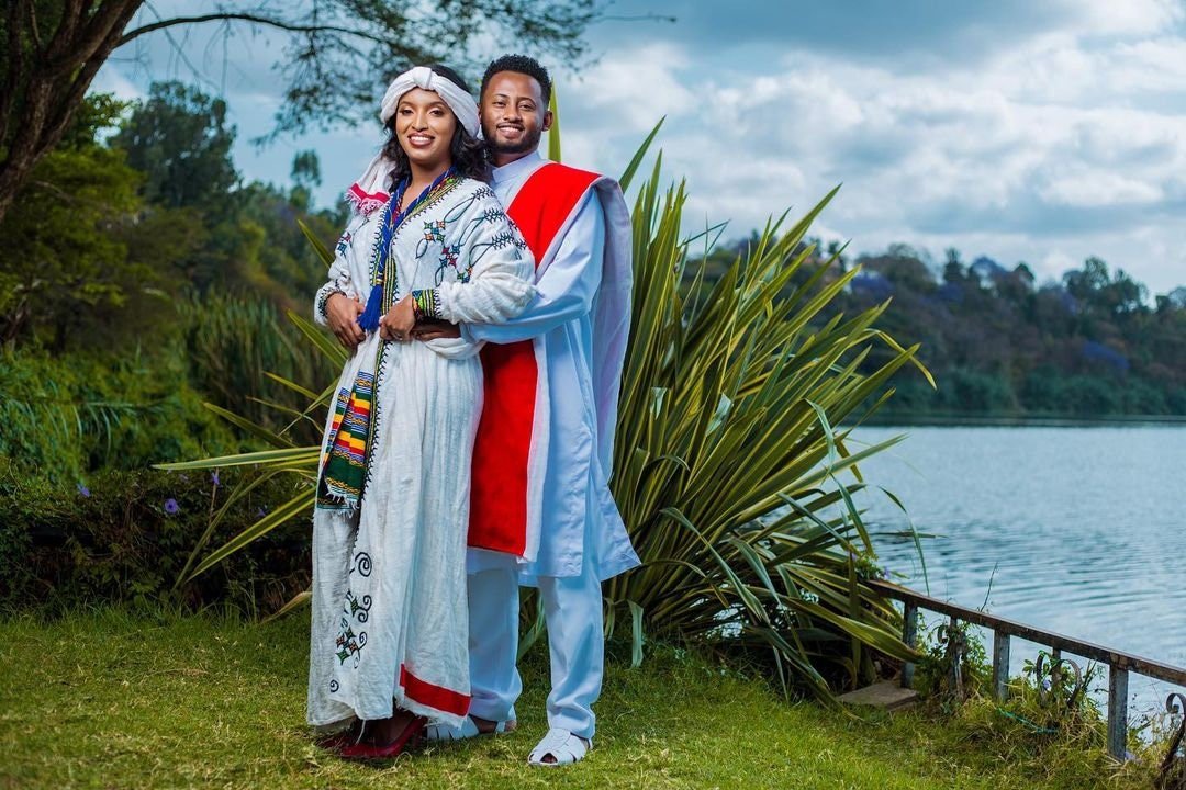 Habesha Couples' Cultural Outfit Habesha Couples' Outfit Ethiopian dress ሀበሻ es00103