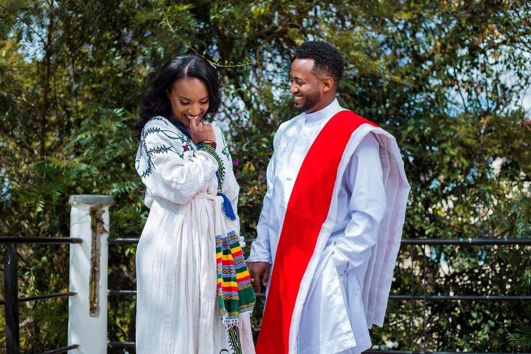 Habesha Couples' Cultural Outfit Habesha Couples' Outfit Ethiopian dress ሀበሻ es00103