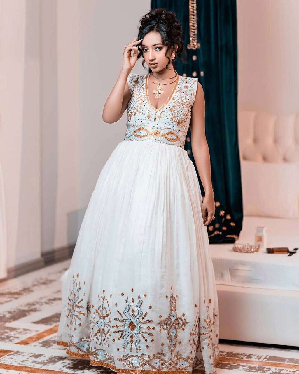 Exquisite Beaded Habesha Dress Habesha Kemis Design Habesha Libs es00131