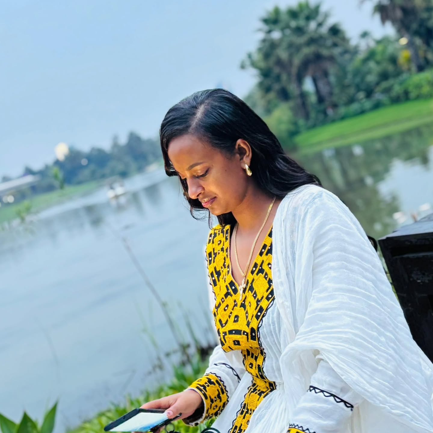 White And Yellow Traditional Ethiopian Dress Modern Embroidery Design Habesha Dress Handwoven Habesha Kemis 182