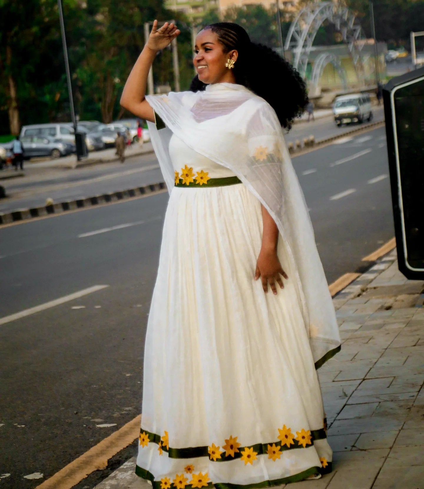 Ethiopian Dress with Adey Abeba Flower Design Enkutatash Habesha Kemis Beautiful Habesha Dress For New Year 104