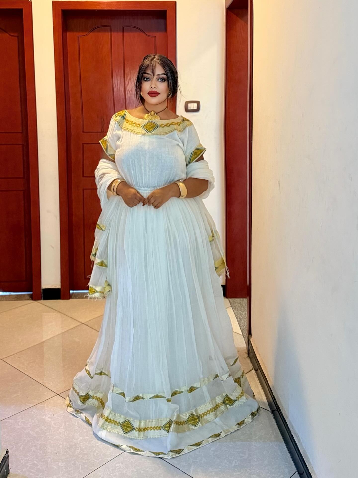 Golden Diamond Tibeb Habesha Kemis Stunning Ethiopian Traditional Dress Handwoven Habesha Dress 105
