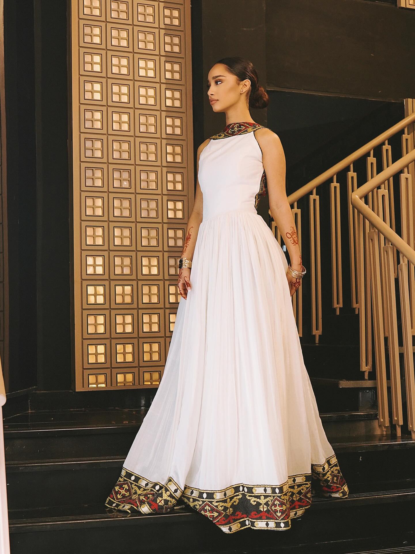backless traditional dress White Backless Tie-back Ruched Dress AROLORA