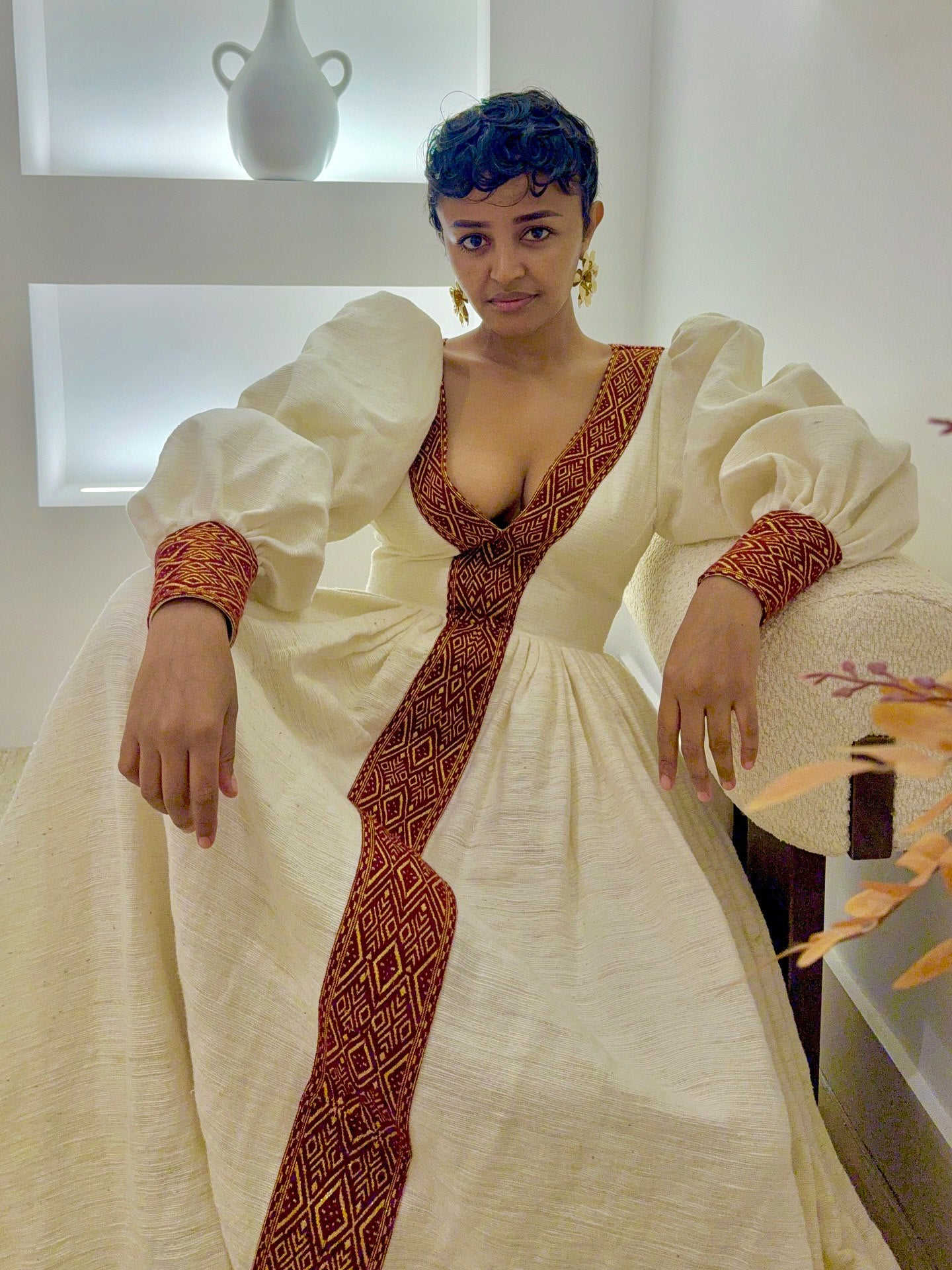Habesha Traditional Dress Ethiopian & Eritrean Fashion Habesha Kemis Red Embroidery Habesha Dress 145
