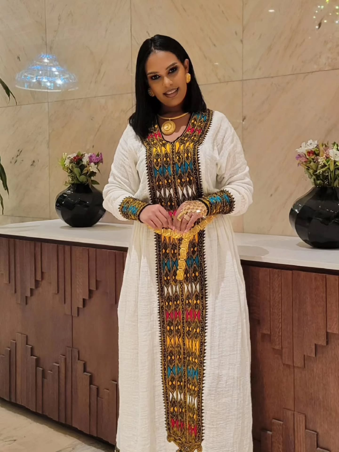Multicolored Embroidery Ethiopian Traditional Dress Cultural Style Habesha dress Stunning Habesha Kemis 146