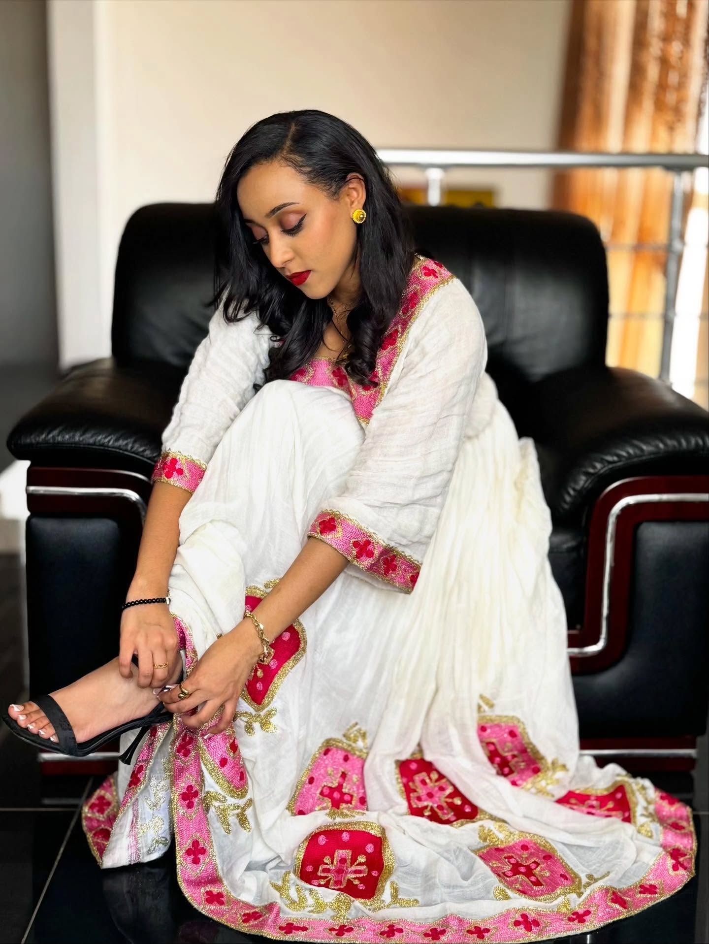 Cross Embroidery Habesha Kemis Traditional Ethiopian Clothing Stylish Habesha Dress 149