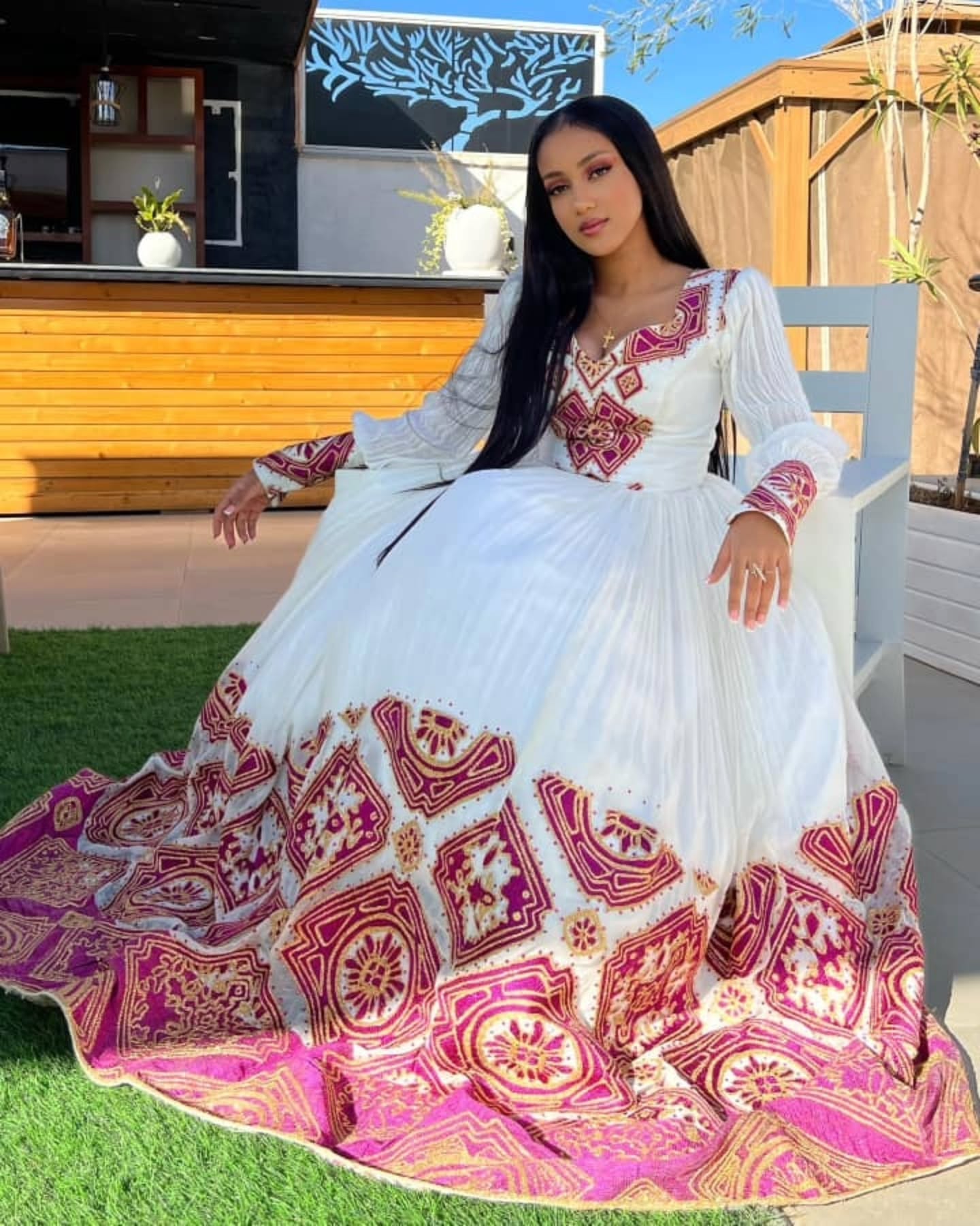 Long Sleeve Habesha Dress Traditional Ethiopian Wedding Dress Cultural Habesha Kemis 150