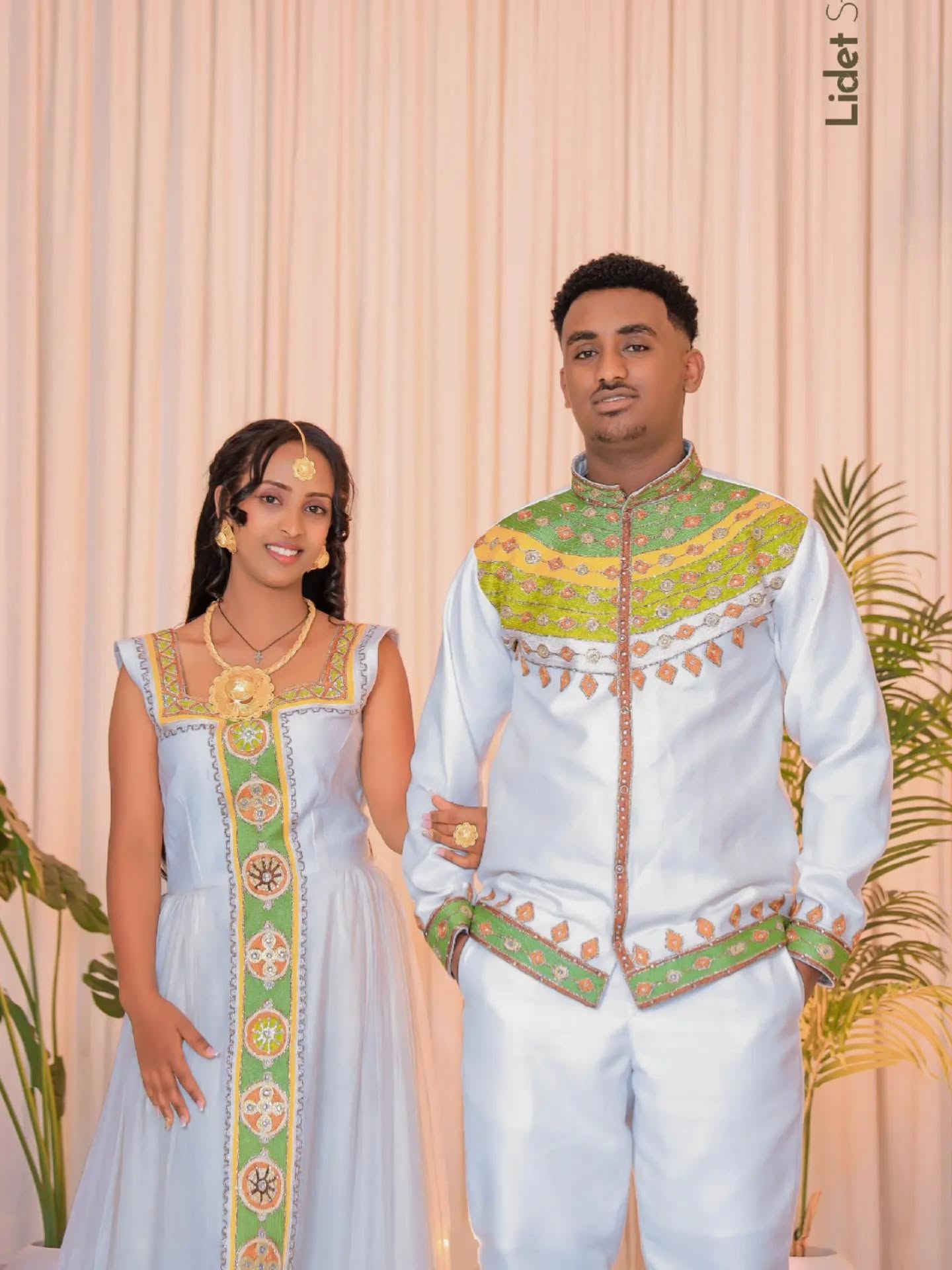 Matching Habesha Kemis and Men’s Outfit Elegant Ethiopian Couple Traditional Clothing Couple Set 178