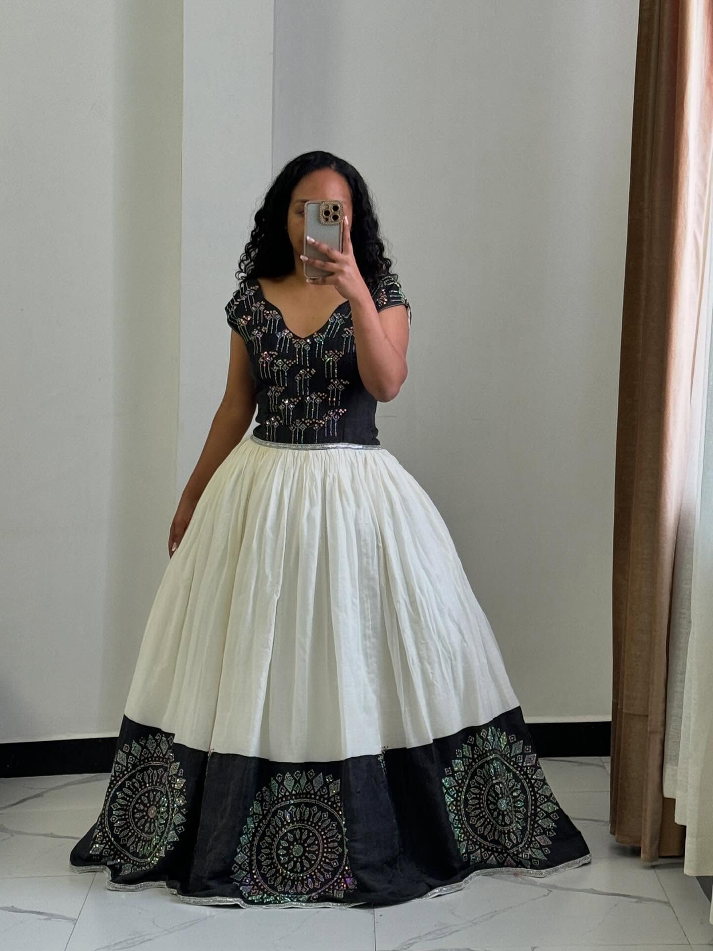 Black & White Habesha Dress Habesha Kemis & Traditional Ethiopian Dress XXL