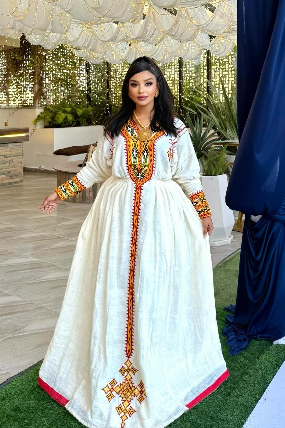 Elegant Ethiopian Dress Authentic Habesha Cloth with Traditional Embroidery