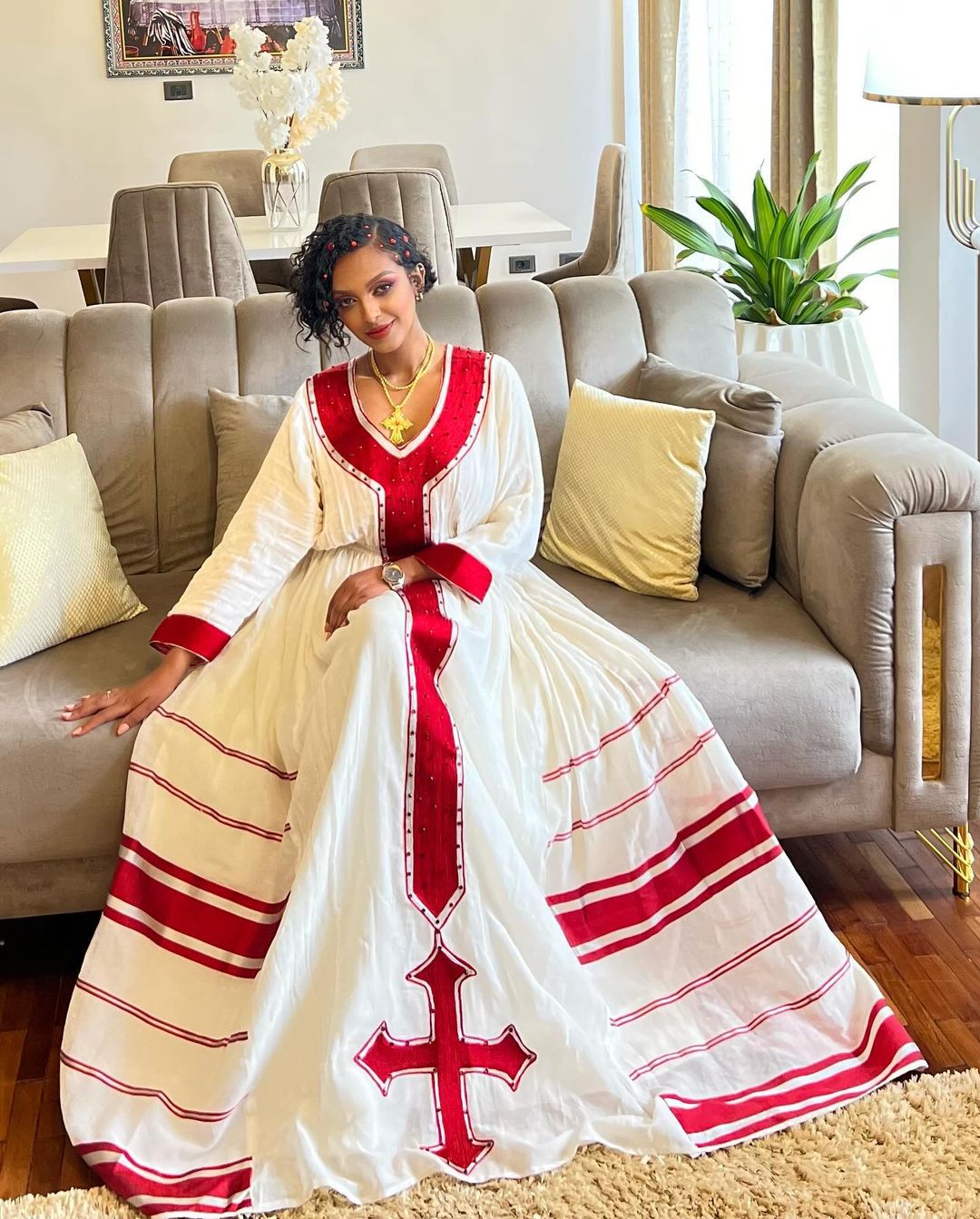 red ethiopian dress Timeless simplicity habesha dress beautiful red Design habesha kemis XS