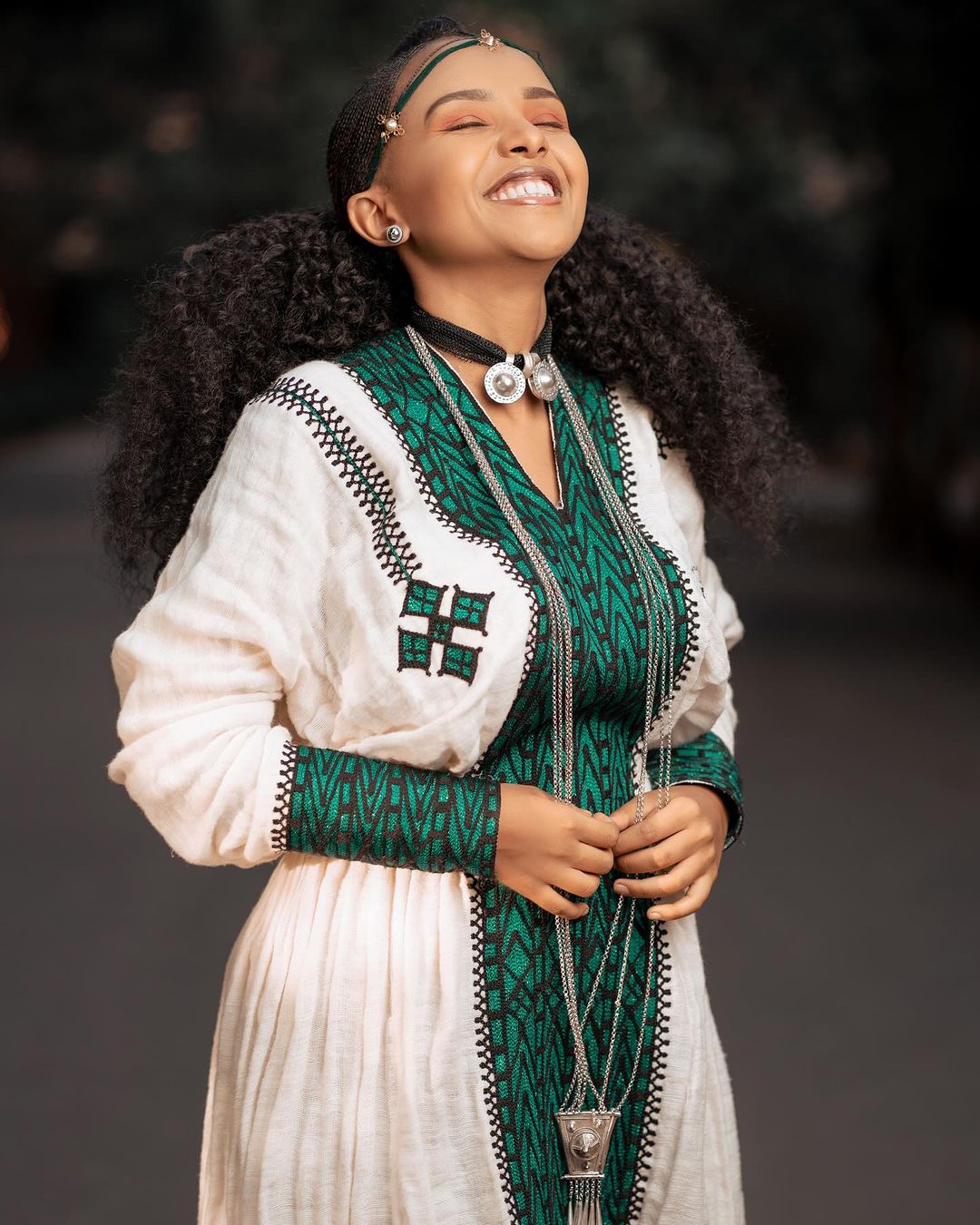 Green fetil harmony habesha couples' cultural ensemble habesha couple's outfit