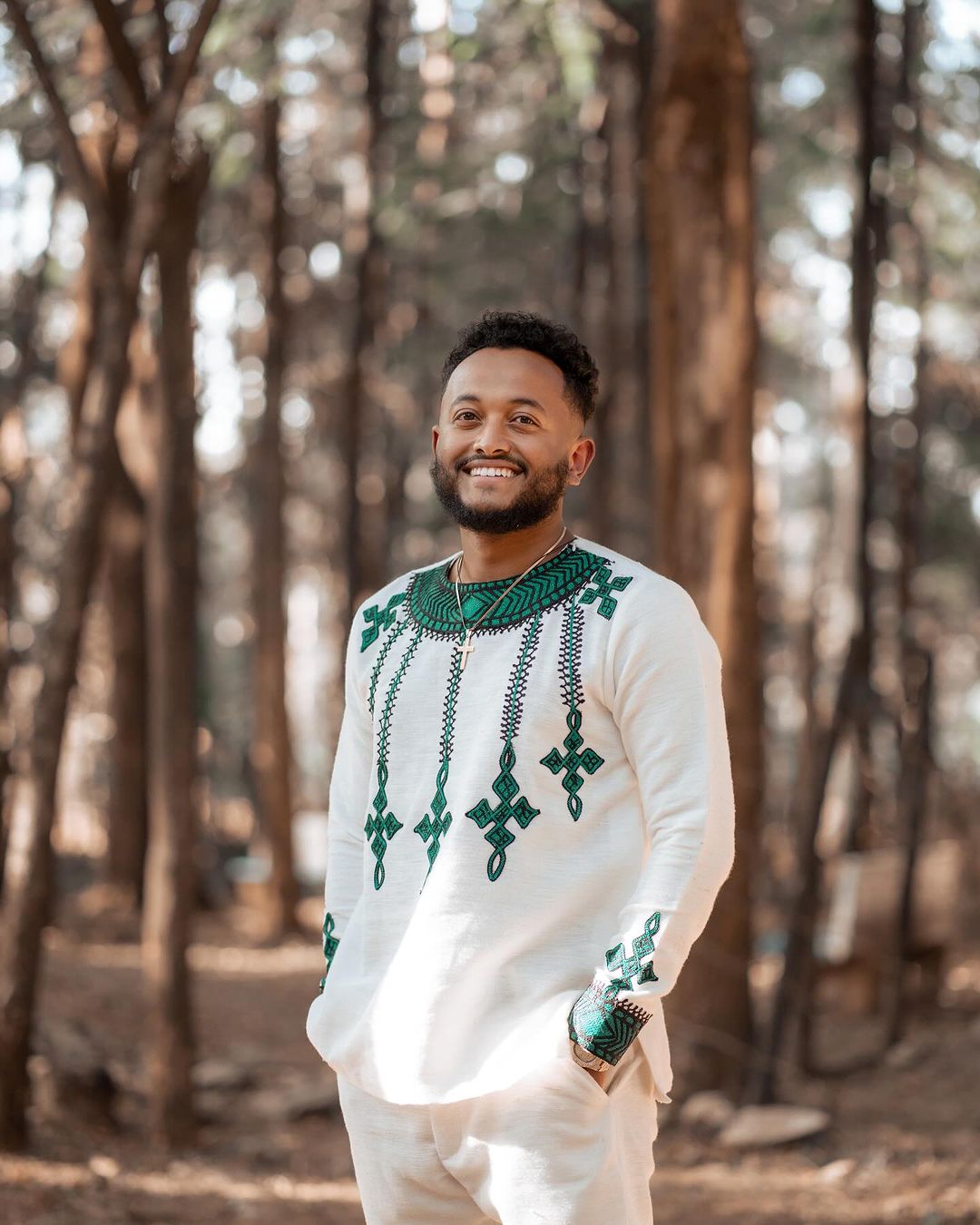 Green fetil harmony habesha couples' cultural ensemble habesha couple's outfit