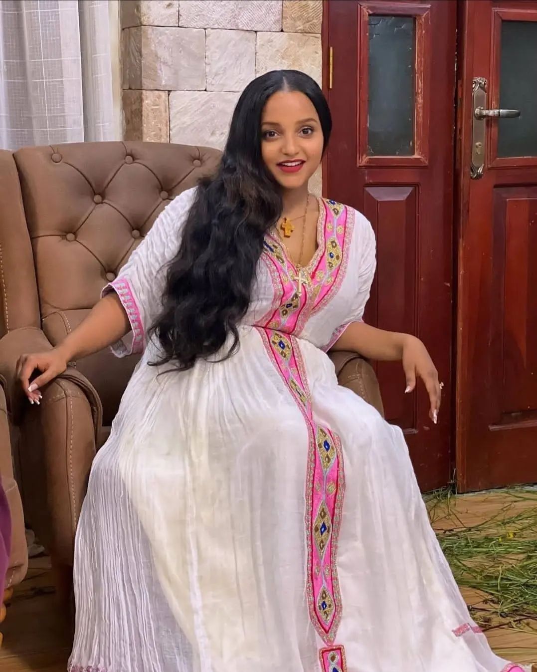 Pink Simple Habesha Dress Chic Habesha Kemis Ethiopian Dress Style