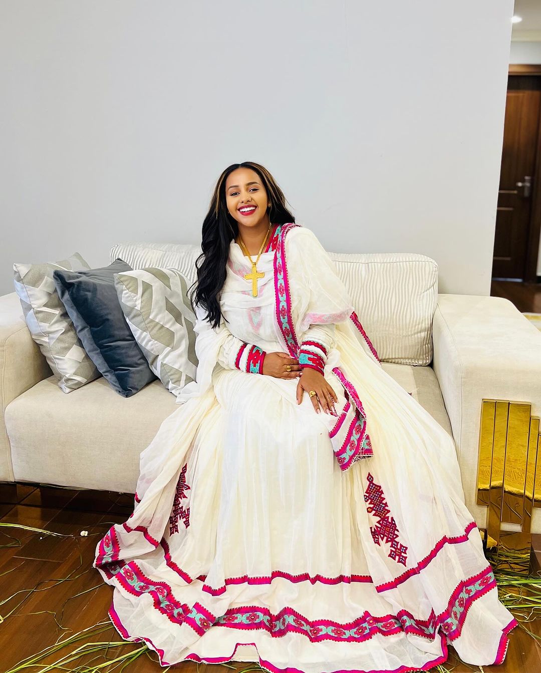 Pink Tilet Exquisite Habesha Dress Modern Habesha Kemis Ethiopian Dress Style Traditional Habesha Libs