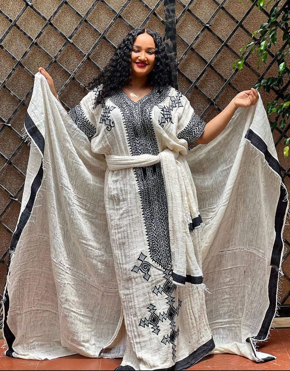 black ethiopian traditional dress Gorgeous Dark Design Ethiopian Traditional Dress Elegant Habesha Kemis XXL
