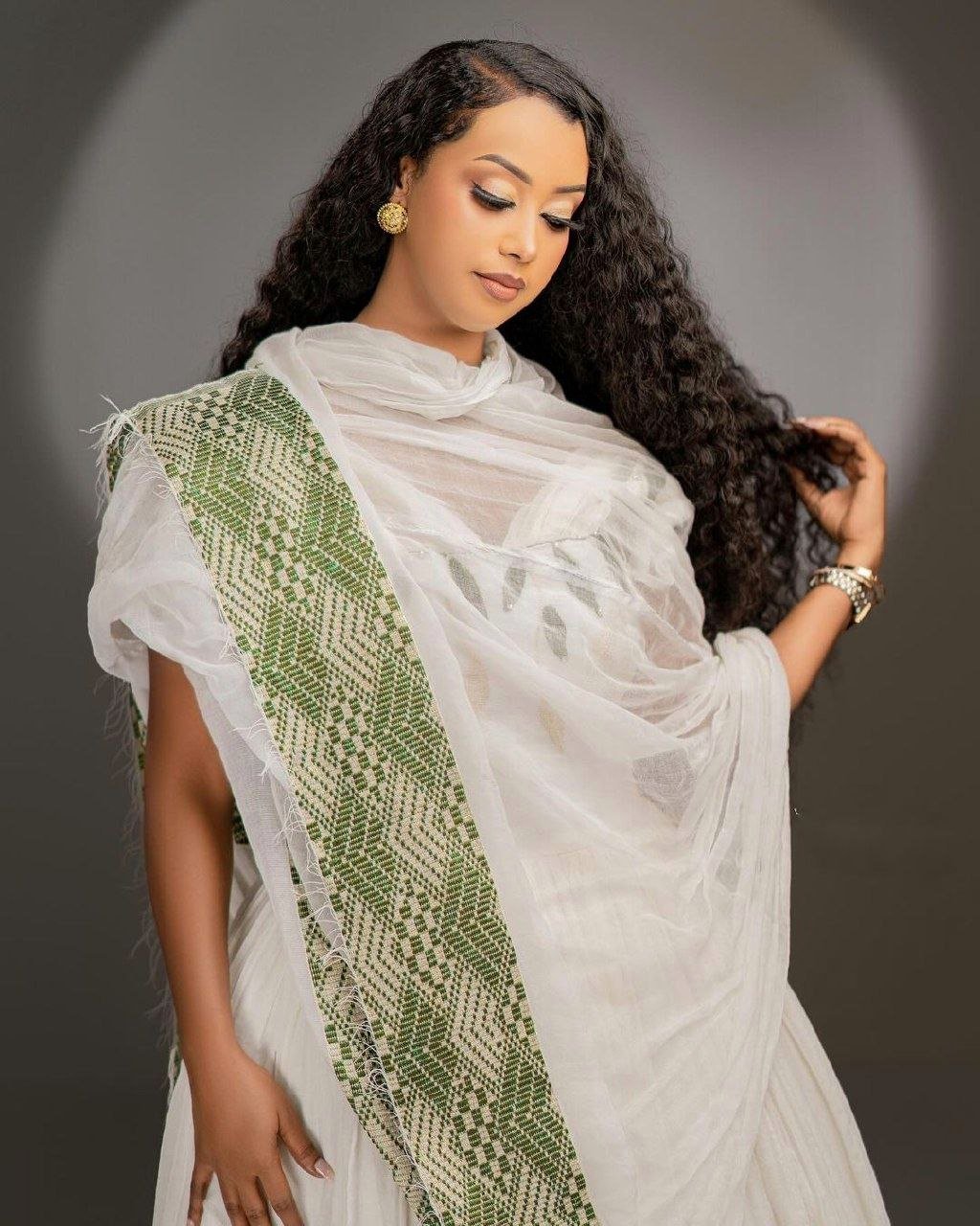 Green Exquisite Habesha Dress Patterned Habesha Kemis Design