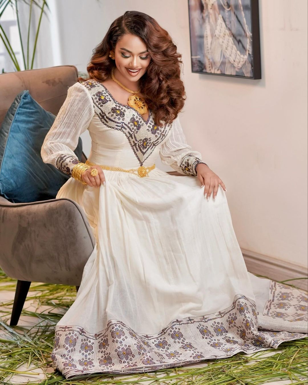Darker Pattern Exquisite Habesha Dress Modern Habesha Kemis Traditional Ethiopian dress Style