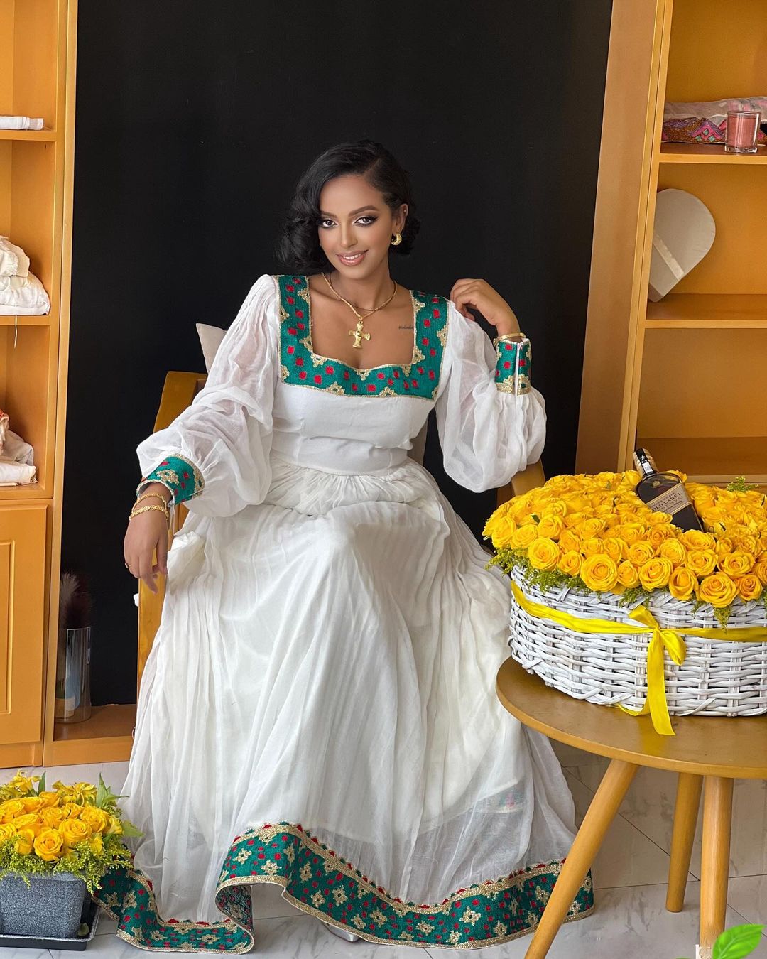 Simple Elegant Habesha Dress Modern Habesha Kemis Traditional Ethiopian Dress Style L Simple Elegant Habesha Dress Modern Habesha Kemis Traditional Ethiopian Dress Style L