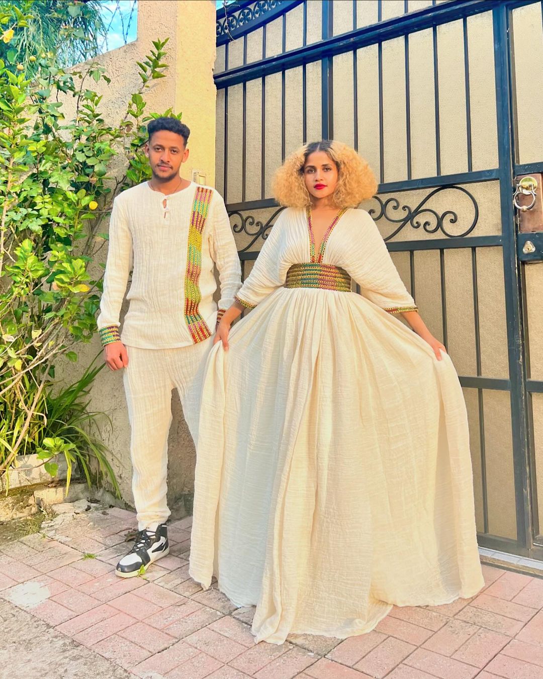 Habesha Couples' Outfits in Modern Patterns