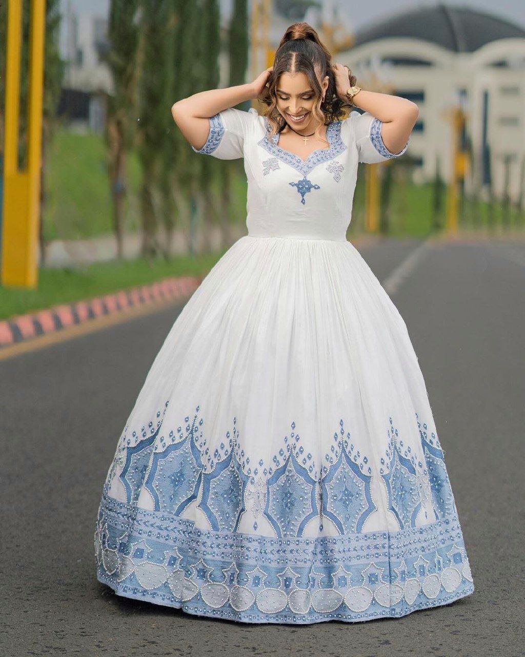 Blue Beaded Habesha Wedding Dress Shimmer and Shine in Our Azure Ethiopian Wedding Dress XL Blue Beaded Habesha Wedding Dress Shimmer and Shine in Our Azure Ethiopian Wedding Dress XL