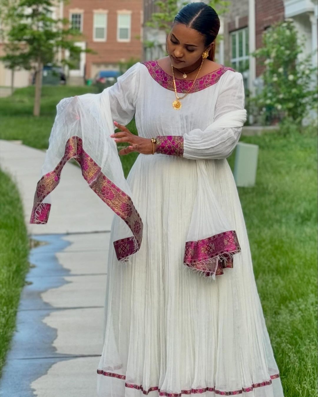Pink habesha dress
