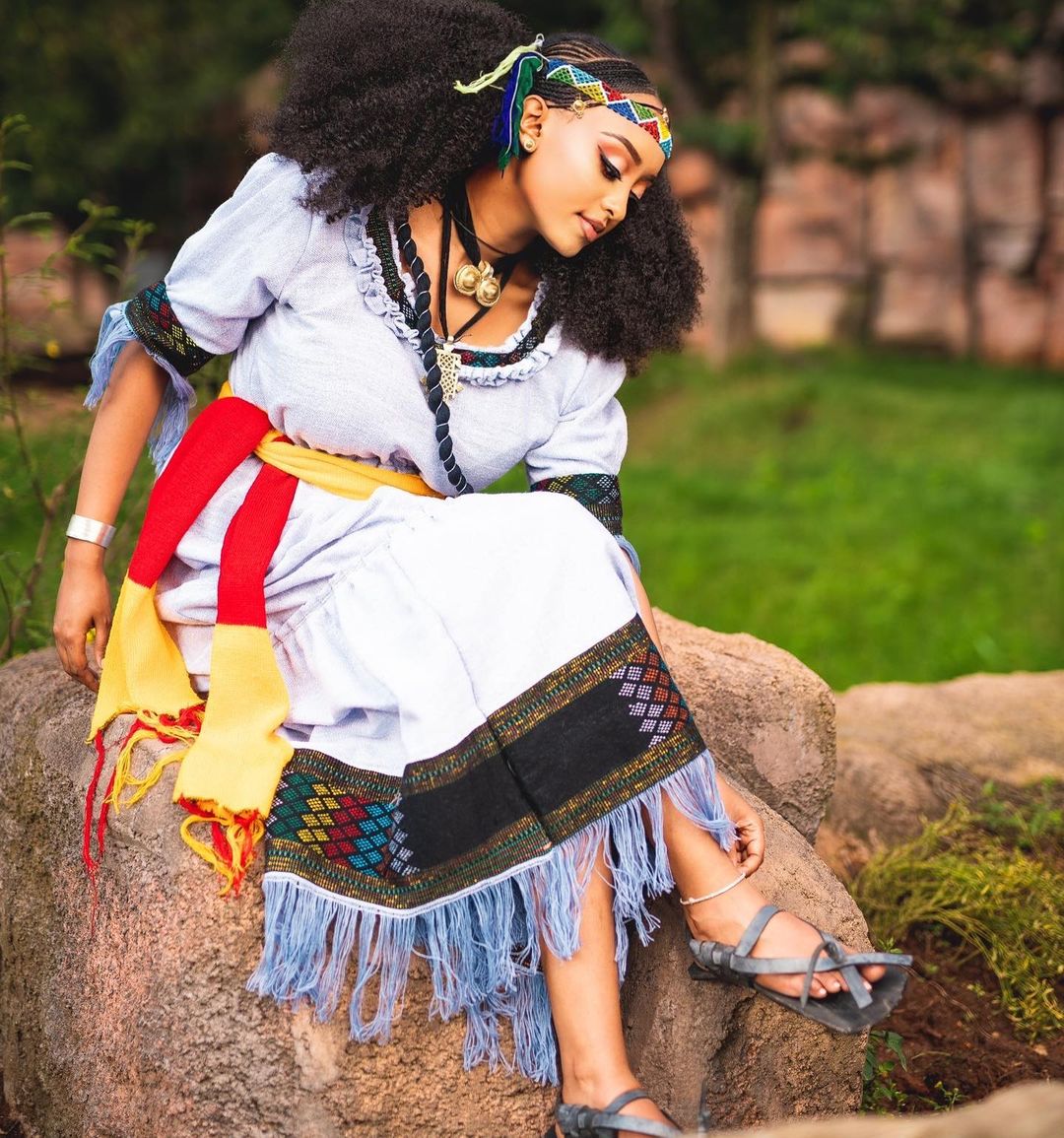 Stunning Blue Elegant Habesha Dress Ethiopian Traditional Dress