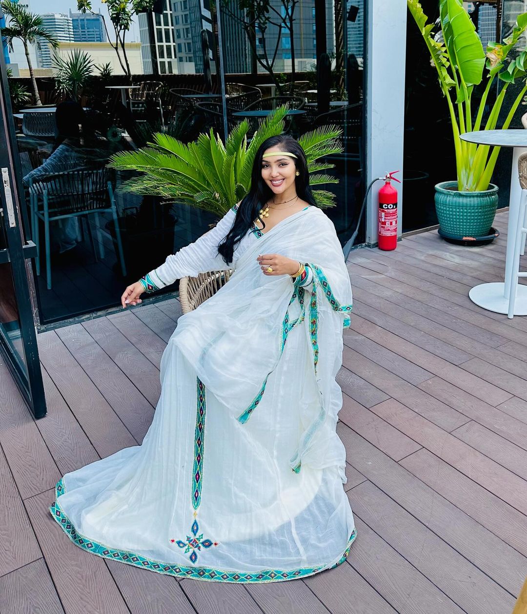 Elegant Light Blue Habesha Dress