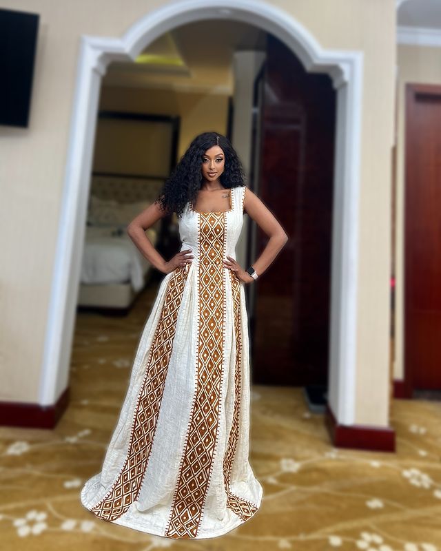 Modern Elegance Brown Habesha Kemis