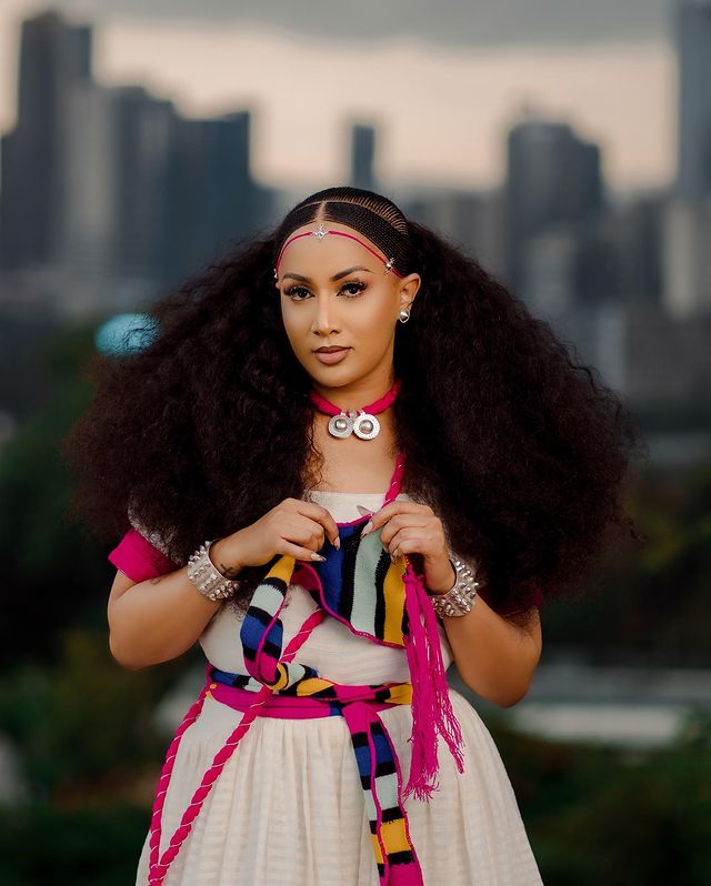 Simple Pink Habesha Dress Ethiopian Traditional Habesha Kemis for Ashenda