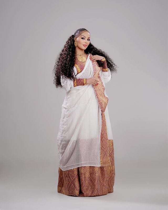 Beautiful Brown Habesha Dress Unique Ethiopian Dress Design