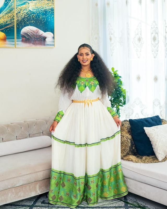 Beautiful Green Habesha Kemis